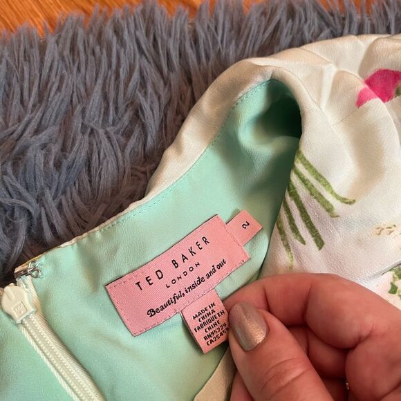 Ted Baker Summer Garden Party Floral Silk Dress Size 6 - Picture 4 of 7